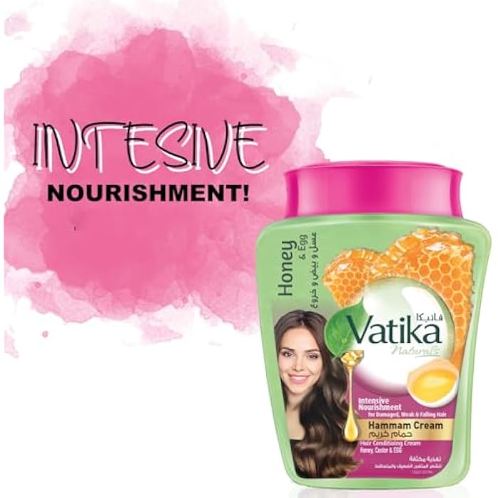 Vatika Naturals Intensive Nourishment Hammam Cream (450g) | Natural Extracts of Egg, Honey, Castor and Marrow | For Damaged and Split Hair | Promotes Strong Hair From The Roots - Image 2